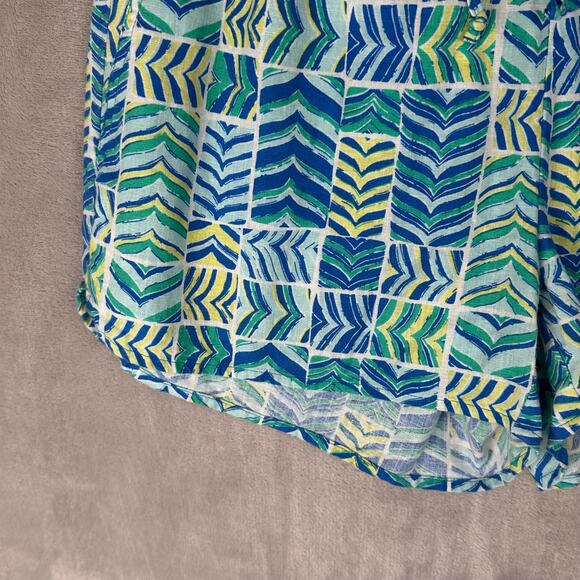 Vineyard Vines Shorts Womens Small Blue Pattern Linen Drawstring Bright Tropical - Picture 3 of 12
